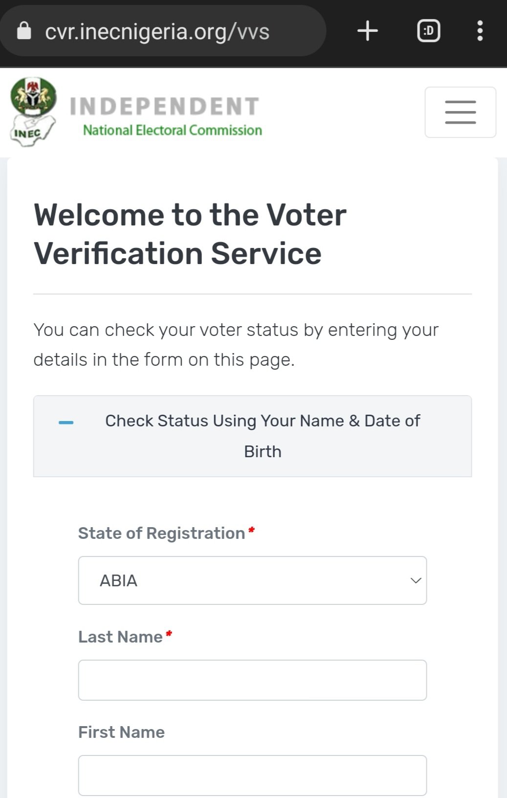 INEC Voters Online Portal to check your Polling Unit| cvr.inecnigeria.org 