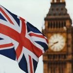 UK Flag in front of clock